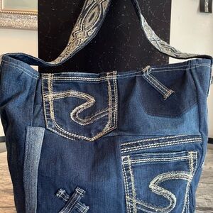 Stylish Blue Denim Tote Bag